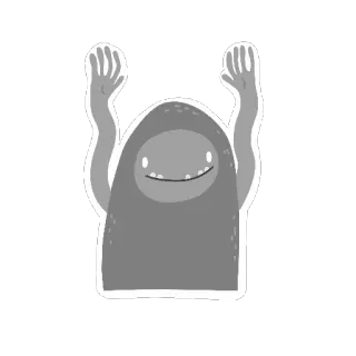 🙌 2f5d6e1f potwór, postać, naklejka, kreskówka, uroczy, skala szarości telegram sticker