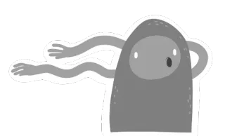 👻 3a176d78 Pora na przygodę, Szary, Blob, Postać, Kreskówka telegram sticker
