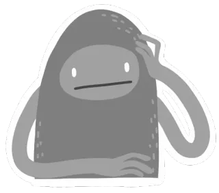 😐 cc73d27d myślenie, rozmyślanie, postać, skala szarości, ilustracja telegram sticker