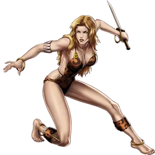 👊 5b59c3ef vrouw, zwaard, fantasie, krijger, luipaardprint, actie telegram sticker