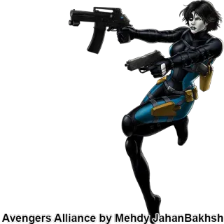 👊 95868f0e Domino Avengers Alliance Avengers Alliance by Mehdy JahanBakhsh Domino, Avengers Alliance, Marvel, comics, superheld, actie, vrouwelijk telegram sticker