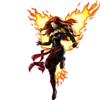 👊 9737fd97 Jean Grey superheld, Marvel, X-Men, Phoenix, vuur, stripboek telegram sticker