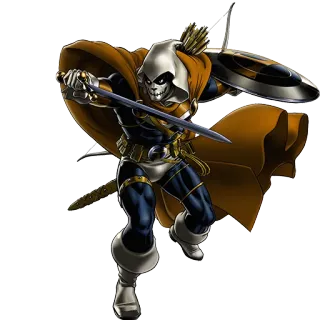 👊 dba5fddc Taskmaster Marvel, superheld, comics, personage, schurk, zwaard, pijl en boog telegram sticker