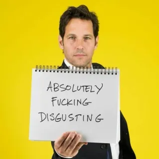 🤢 50b06c9d ABSOLUTELY
FUCKING
DISGUSTING юмор, оскорбительный, мат, пол радд, отвратительный, абсолютно telegram sticker