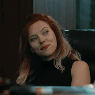 ☺️ ba576765 Black Widow Скарлетт Йоханссон, Marvel, Мстители, персонаж, женщина, рыжие волосы telegram sticker