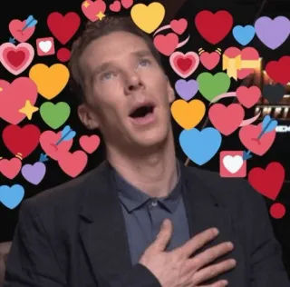 😍 e09efa7d Benedict Cumberbatch мужчина, актер, любовь, сердечки, Бенедикт Камбербэтч telegram sticker