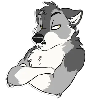 😯 521fa681 wolf, cartoon, dier, furry, grijs telegram sticker