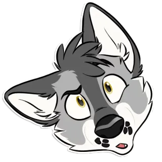 😯 7cad8b89 wolf, furry, cartoon, dier, hoofd, hond telegram sticker