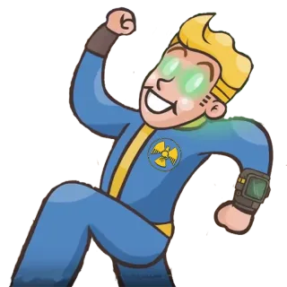 🏃‍♀️ 75f3d632 Vault Boy Fallout Vault Boy, Fallout, Jeu vidéo, Dessin animé telegram sticker