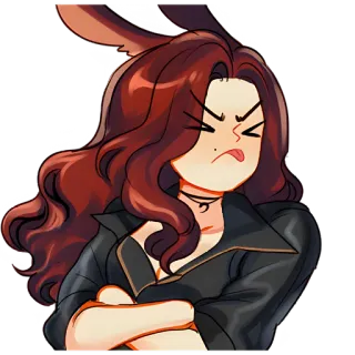😖 077c0dc7 marah, kelinci, kesal, gadis, anime, telinga telegram sticker