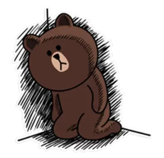 😞 56c17659 Brown Bear Bär, traurig, Tier, süß, Cartoon whatsapp sticker