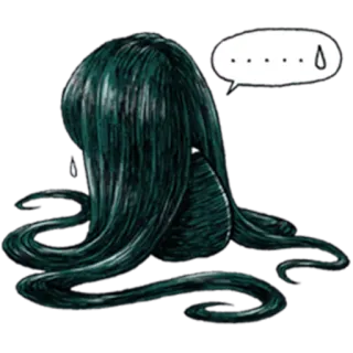 😑 2aabdd18 ...... призрак, дух, волосы, грустный, уставший, жуткий, сверхъестественное whatsapp sticker