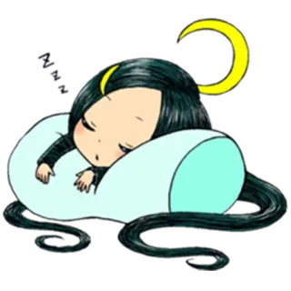 💤 2b86caf9 спящий, милый, аниме, луна, подушка whatsapp sticker