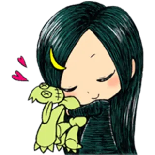 😍 361de315 Аниме, Чиби, Девушка, Милый, Кукла, Каваий, Сердечки, Мультфильм whatsapp sticker