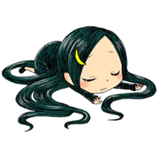 💤 43ae7c56 Чиби, Мультфильм, Персонаж, Девушка, Лежит, Длинные волосы, Каваий, Грустная whatsapp sticker