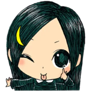 😉 64f55b22 девушка аниме, каваий, милый, подмигивающий, высунутый язык, мультик, чиби whatsapp sticker