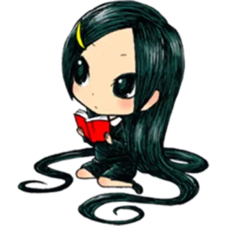 📕 8c6c07a9 Аниме, Манга, Чиби, Чтение, Книга, Девушка whatsapp sticker