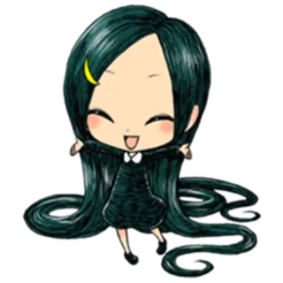 😊 efd0e0b1 Чиби, Аниме, Мультфильм, Милый, Девочка, Счастливый, Длинные волосы, Иллюстрация whatsapp sticker