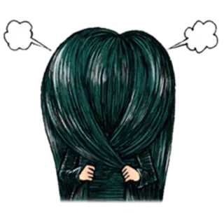 😔 292eb4f5 persona, capelli, verde, emotivo, pensiero, idea telegram sticker