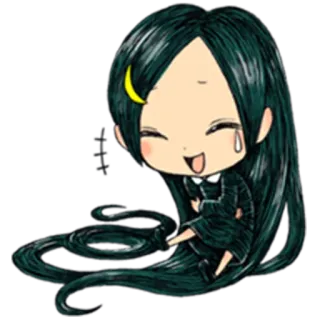 😂 5d50c7ae Chibi, Anime, capelli lunghi, luna, piangere, carino telegram sticker