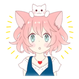 😳 693019d0 アニメ, 猫耳娘, 可愛い, かわいい, ピンク髪, 猫耳 telegram sticker