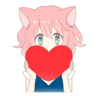 ❤ 8ca53c94 アニメ, かわいい, ハート, 猫耳, 愛 telegram sticker