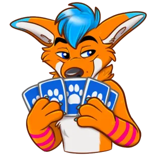🃏 36e81726 Furry, Lis, Zwierzę, Antropomorficzny, Kreskówka, Karty, Karty do gry, Poker telegram sticker