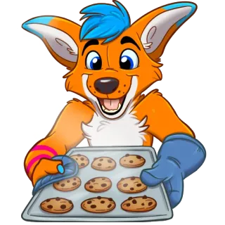 🍪 7c85c9de Furry, Lis, Ciasteczka, Pieczenie, Kreskówka, Słodkie, Antropomorficzny telegram sticker