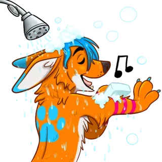 🛀 ff3090b1 pies, prysznic, śpiewanie, futrzak, mydło, zwierzę, kreskówka telegram sticker