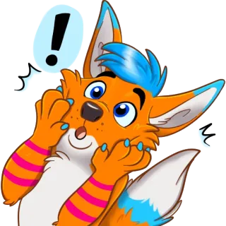 ❗ 162deeb3 Furry, Zorro, Dibujos animados, Pegatina, Emocionado, Animal whatsapp sticker