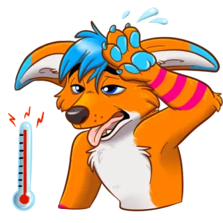 🔥 285cd528 enfermo, enfermedad, furry, termómetro, agotado, fiebre, dibujos animados whatsapp sticker