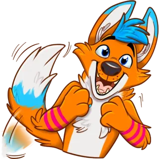 😃 2f82cbbc Dibujo animado, Zorro, Furry, Animal, Naranja, Azul, Pegatina, Lindo whatsapp sticker