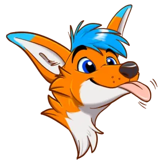 😜 2fb14773 zorro, dibujo animado, animal, pegatina, naranja, azul, peludo, lindo whatsapp sticker