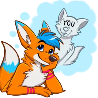 🧡 30240f96 YOU zorro, antro, furry, dibujos animados, lindo, pensando, soñando, positivo whatsapp sticker