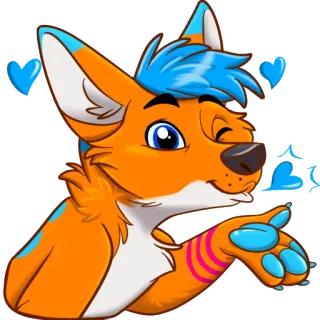 😘 320ebf88 Furry, Zorro, Antropomórfico, Animal, Dibujo animado, Corazón, Amor whatsapp sticker