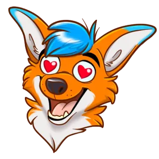 😍 37651525 zorro, dibujos animados, animal, furry, amor, ojos de corazón, feliz whatsapp sticker