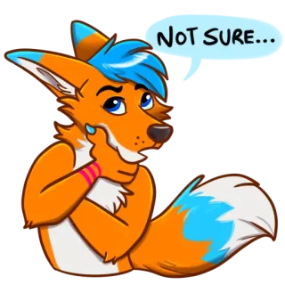❔ 44ce302e NOT SURE... zorro, furry, dibujos animados, animal, indeciso, pensando whatsapp sticker