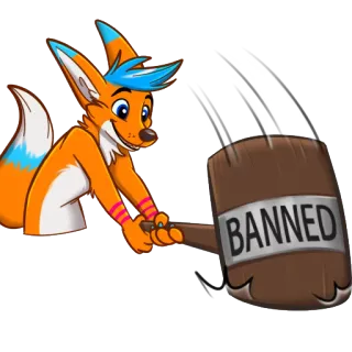 🚫 4c1af229 BANNED zorro, martillo, prohibido, dibujos animados, furry whatsapp sticker