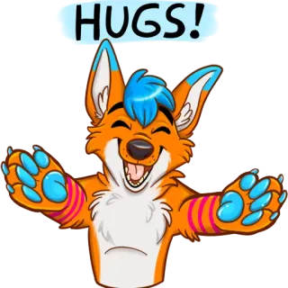 🤗 58482caf HUGS! abrazo, furry, dibujos animados, animal, amigable, feliz whatsapp sticker