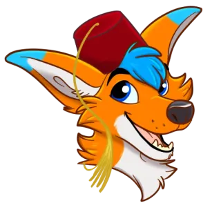 🎓 5b730ed2 zorro, dibujos animados, animal, cabeza, sombrero whatsapp sticker