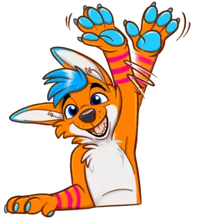 🙋 62e18889 Furry, Antro, Zorro, Dibujos animados, Animal, Amigable, Feliz whatsapp sticker