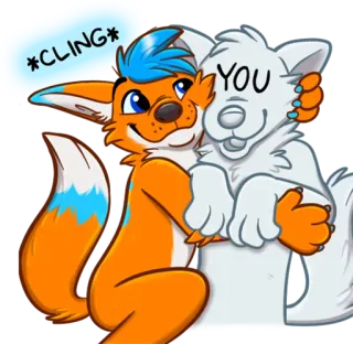 🤗 63c7d1f0 *CLING* YOU furry, animal, abrazo, lindo, dibujos animados, afecto, amistad whatsapp sticker