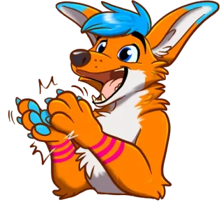 👏 66ef0112 zorro, furry, animal, dibujos animados, feliz, lindo whatsapp sticker