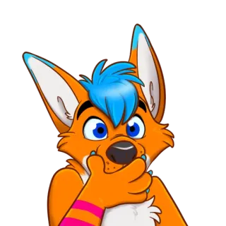 😲 776cf0ac Furry, Zorro, Naranja, Pelo azul, Dibujos animados, Personaje, Animal, Lindo whatsapp sticker