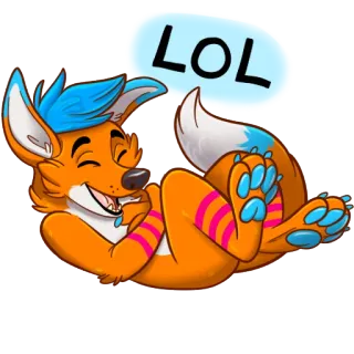 😂 859b0c4f LOL zorro, furry, dibujos animados, lol, riendo, naranja, animal, lindo whatsapp sticker