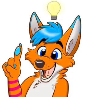 💡 875975cf zorro, furry, idea, bombilla, dibujo animado, animal, personaje whatsapp sticker