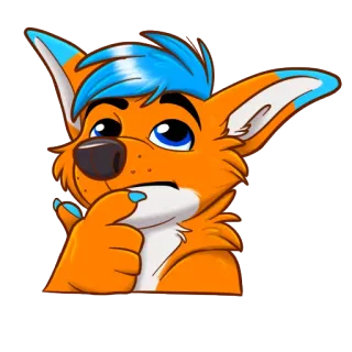 🤔 8c8f87e7 zorro, antropomórfico, furry, dibujos animados, pensando whatsapp sticker