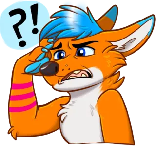 ⁉ 8f9d73dd zorro, furry, pregunta, confundido, dibujos animados, pegatina whatsapp sticker