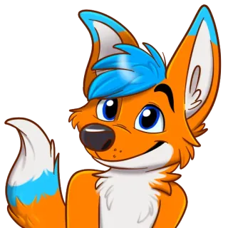 😀 9ea464d6 Furry, Zorro, Dibujos animados, Animal, Naranja, Azul whatsapp sticker