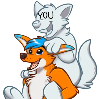 🤗 b4c35726 YOU animal, perro, zorro, dibujos animados, divertido, lindo whatsapp sticker